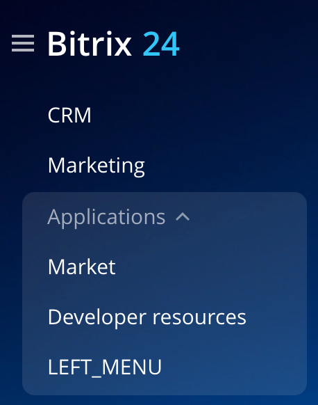 Виджет в виде пункта в главном меню портала